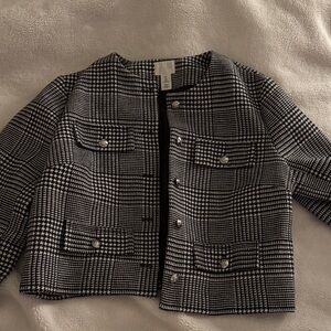 H&M Monochrome Houndstooth Blazer